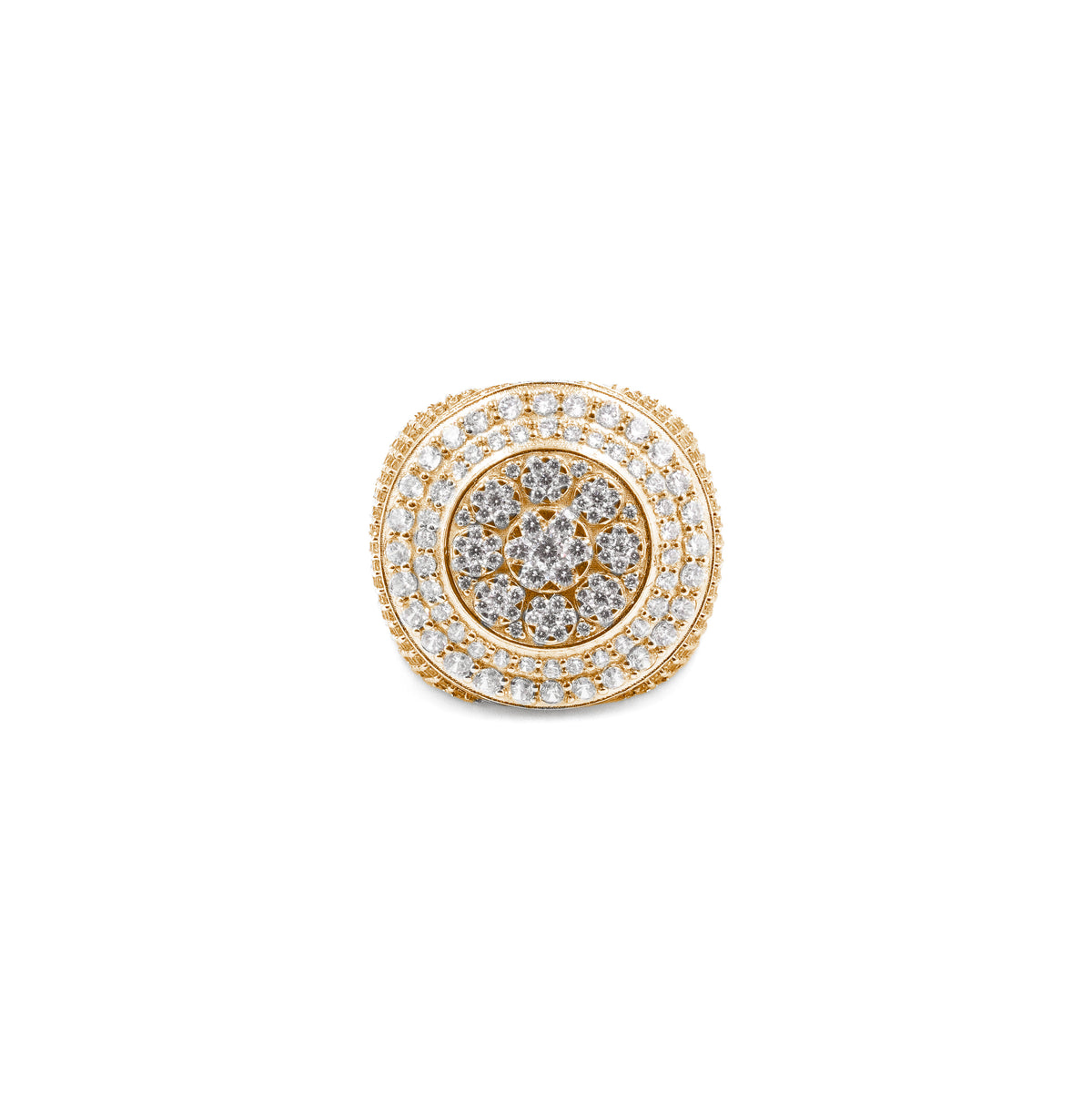 Luxurious Round Signet Dome Diamond Ring in gold, combining a polished dome design with brilliant diamonds, ideal for those who appreciate refined, statement-making jewelry."