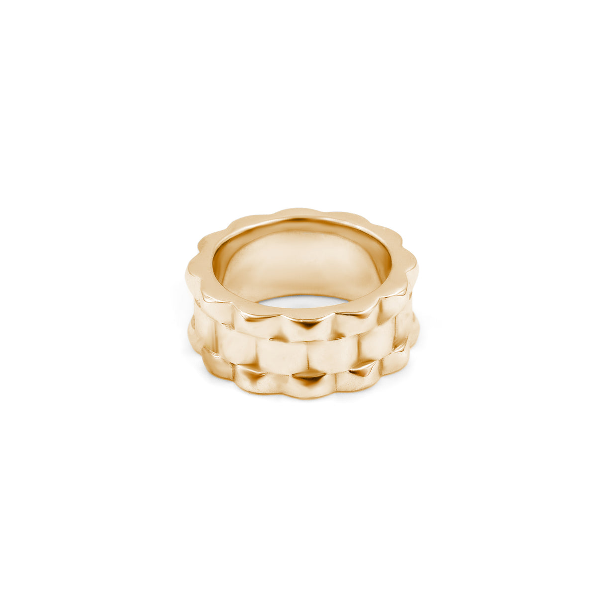 Bold Rugged Band Ring in gold, showcasing a unique, textured design that offers both strength and elegance, ideal for those who appreciate distinctive jewelry