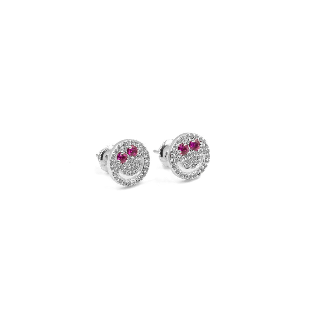 Fun and elegant Smiley Face Diamond Earrings in 925 silver, featuring a playful smiley face design with sparkling diamonds, perfect for a cheerful and stylish accessory."