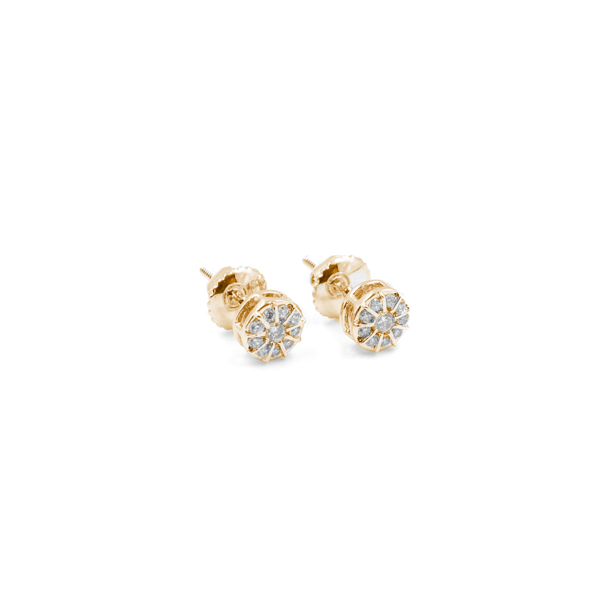 Chic Spoke Diamond Earrings in gold, showcasing a dynamic spoke design with radiant diamonds for a luxurious and contemporary style."