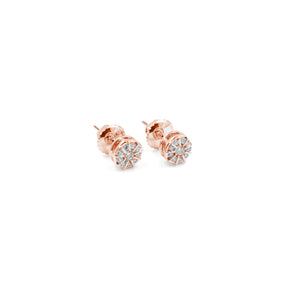 Stylish Spoke Diamond Earrings in rose gold, offering a trendy spoke design with brilliant diamonds, ideal for adding a touch of elegance to any outfit."