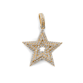 Elegant Star Pendant in gold, adorned with sparkling diamonds and paired with a sleek chain for a refined and luxurious appearance.