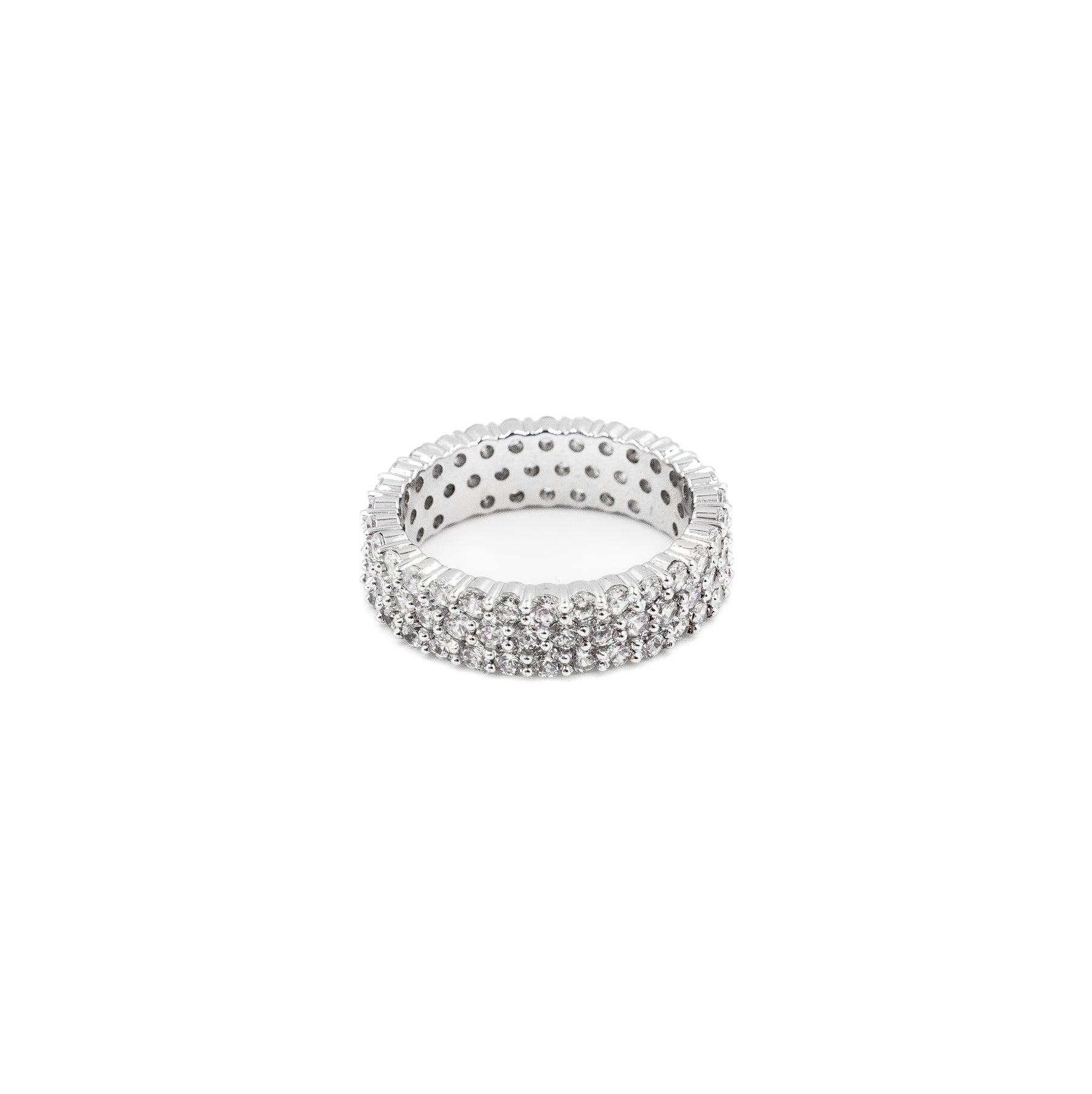 Elegant Three Row Band in 925 silver, featuring three rows of sparkling diamonds set in a sleek band, perfect for a luxurious and timeless look.