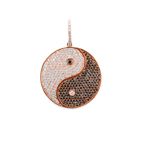 Stylish Yin Yang Diamond Pendant in rose gold, designed with a perfect balance and accented with diamonds, hanging elegantly from a chain.